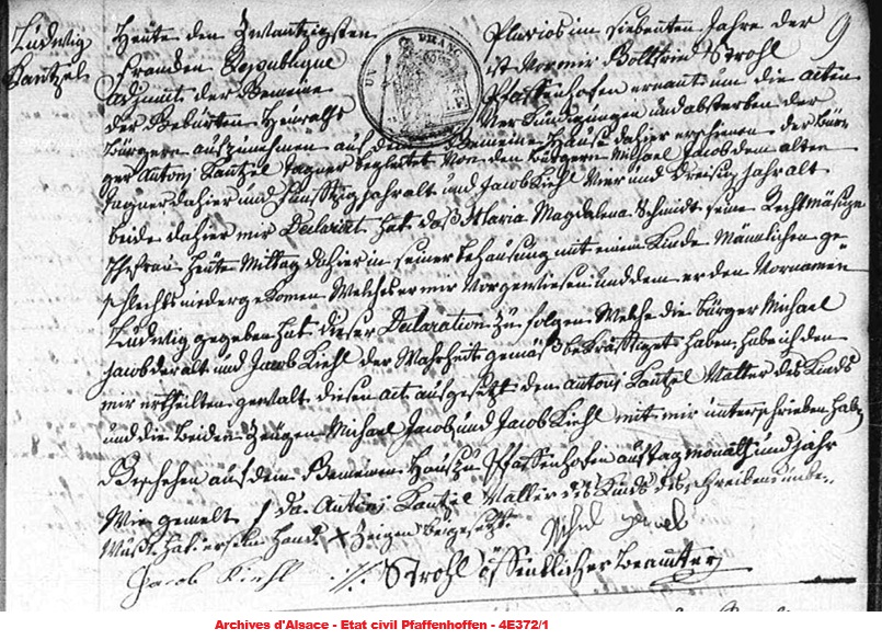 Extrait de document généalogique