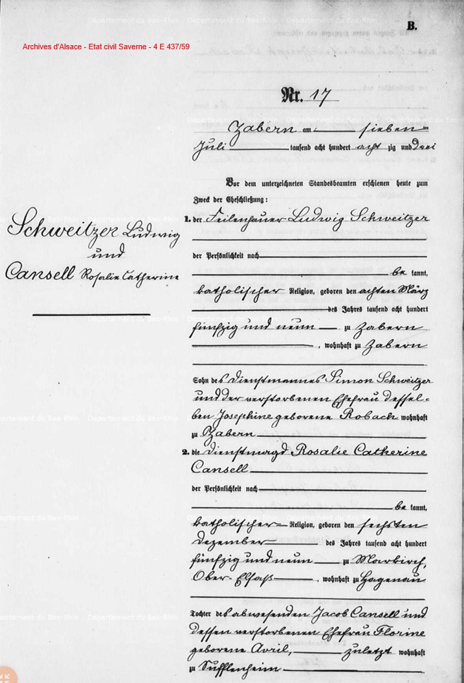 Extrait de document généalogique